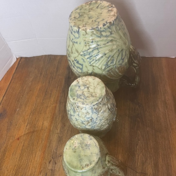 Antique Vintage Roseville Pottery Cornelian 3 Pieces Large Pitcher-Cup-Vase - Picture 12 of 12